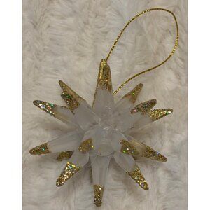 Unbranded Tri-Star Shaped Gold Glittery & Clear Christmas Ornament 3" Diameter